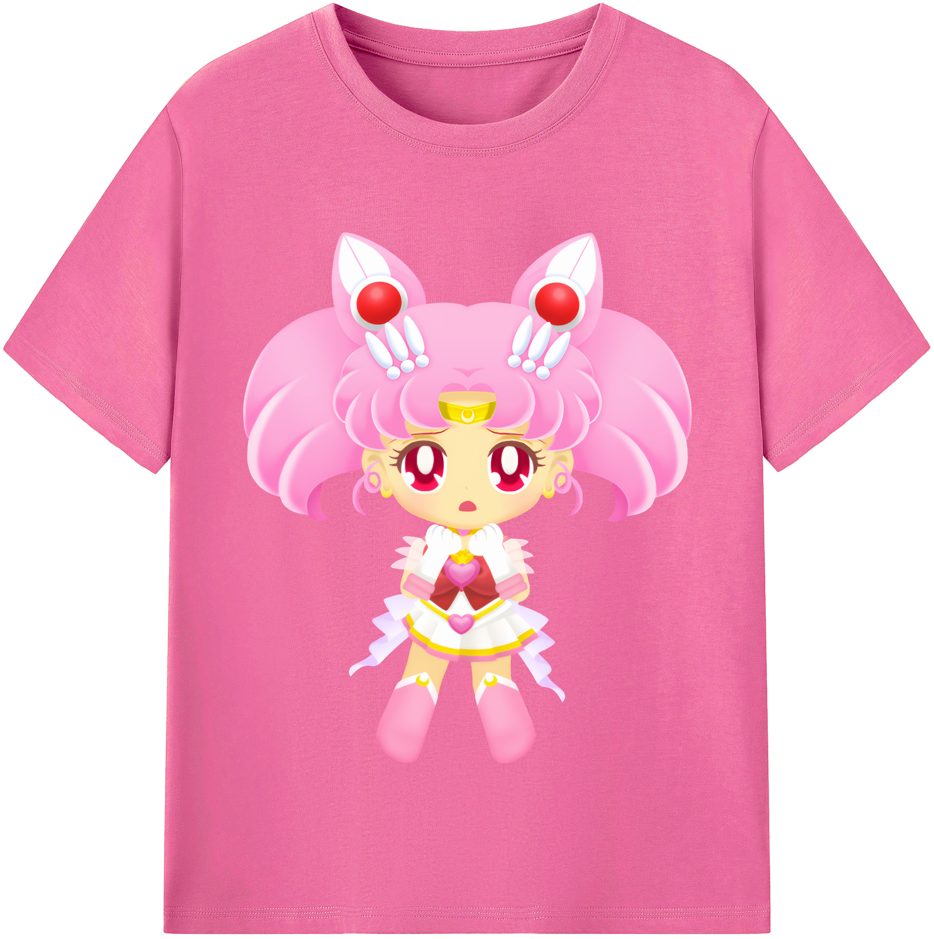 （画像用） 美少女戦士セーラームーン ちびうさ Sailor Moon Chibiusa Tsukino Usagi Small Lady Serenity レディースカジュアルプリントTシャツ（綿100％）
